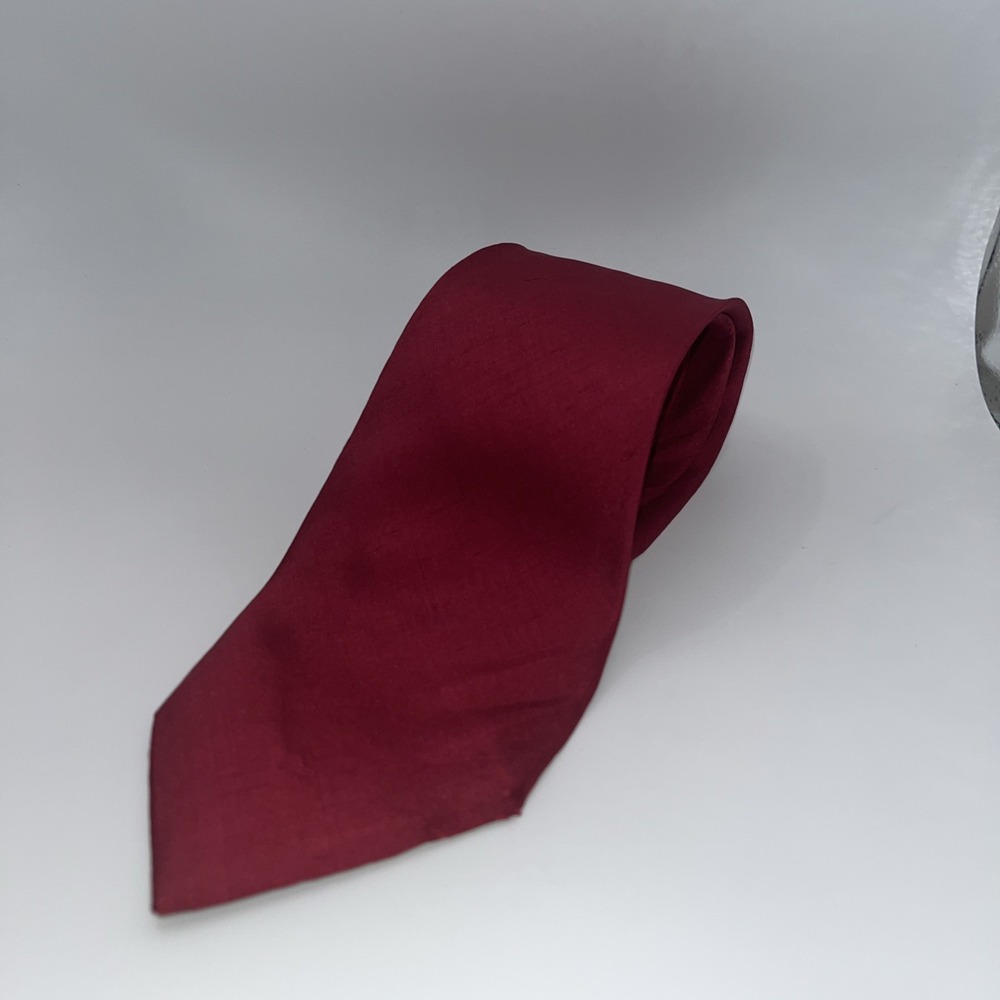 Lanvin Paris Mens Neck Tie Made In France Silk Red With Slight Cross Pattern